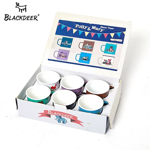 Set BLACKDEER для отдыха на природе 500 мл эмалированная чашка для напитков, воды, колы, пивная кружка, Свернутый Край, для путешествий, Спортивная посуда, китайская, мультяшная, уникальная - Цвет: Set
