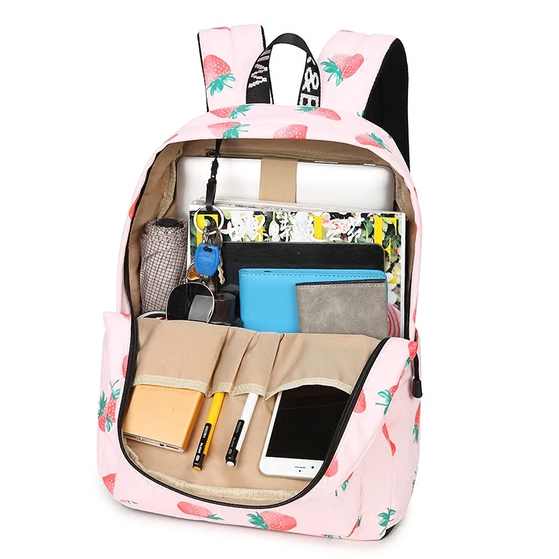 Fashion Women Waterproof Backpacks Fruit Strawberry Printing Large School Bags For Girls Bag Rucksack Bolsas Mochilas Femininas | Багаж и