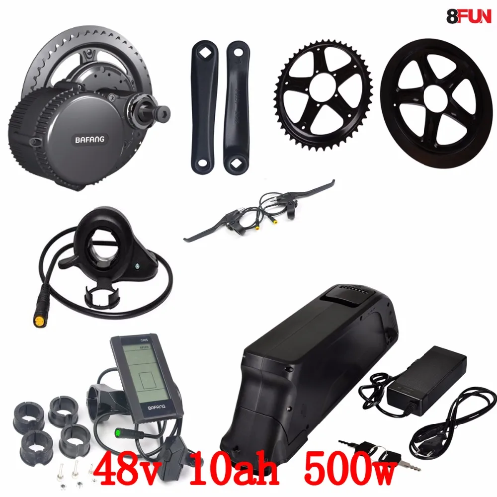 Free shipping 48V 500W BBS02B bafang mid drive electric motor kit + 10AH battery bike | Спорт и развлечения