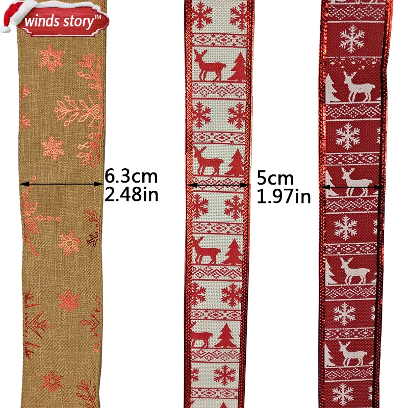 Рождественская лента атласная Проводная запечатывающая края прозрачная