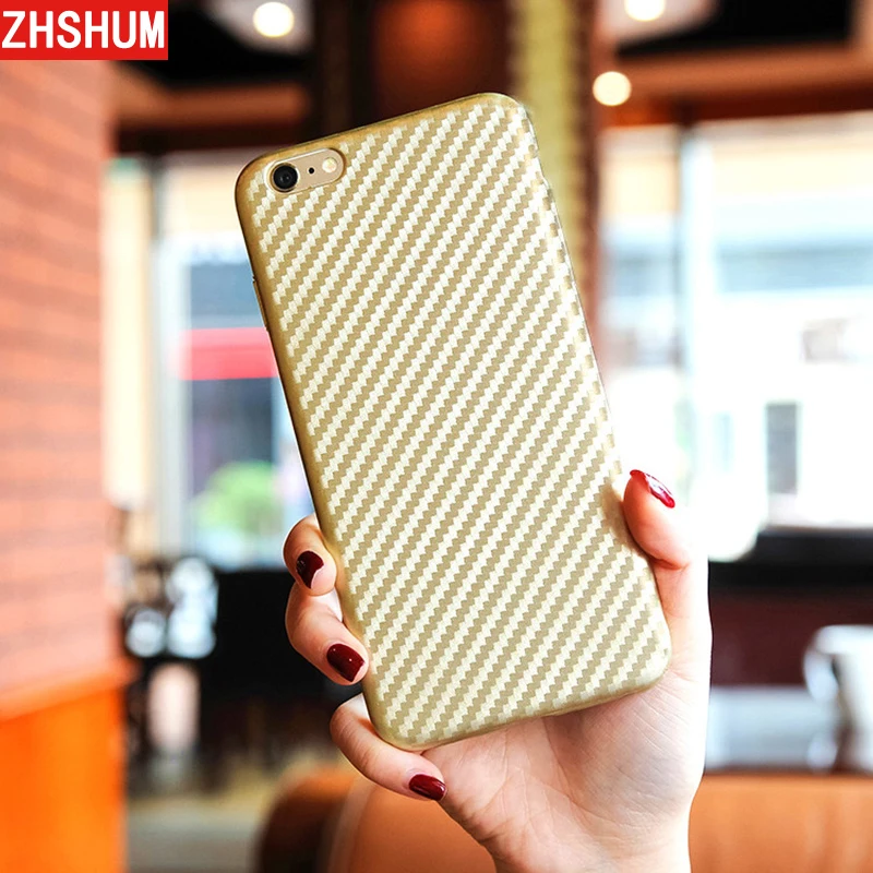 ZHSHUM Carbon Fiber Pattern Case for Iphone 6 6S Cases S Plus Phone Plastic Cover coque |