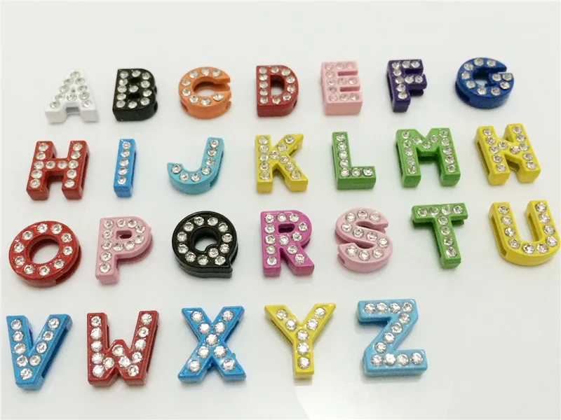 8 мм DIY полный горный хрусталь Раскрашенная Слайд буквы &quotA Z&quot Письма свободно