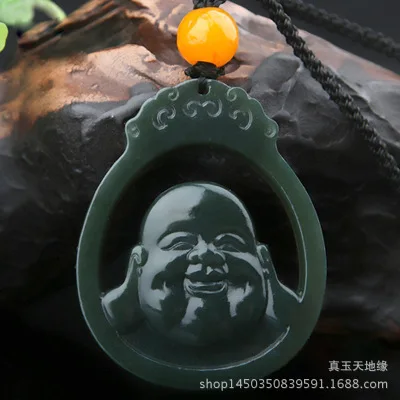 Подвеска Hetian Jadees подвеска Будды Maitreya из синего нефрита для мужчин и женщин в виде