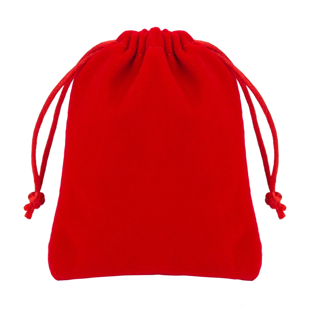 

Jewelry Bag 7X9cm Red Velvet Bag For Jewellery Organizer 50Pcs Wedding Decoration Christmas Gift Drawstring Velvet Pouch