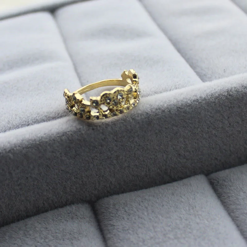 Женское кольцо с короной золотистого цвета стразы Размер 6|rhinestone crown ring|crown ringwholesale