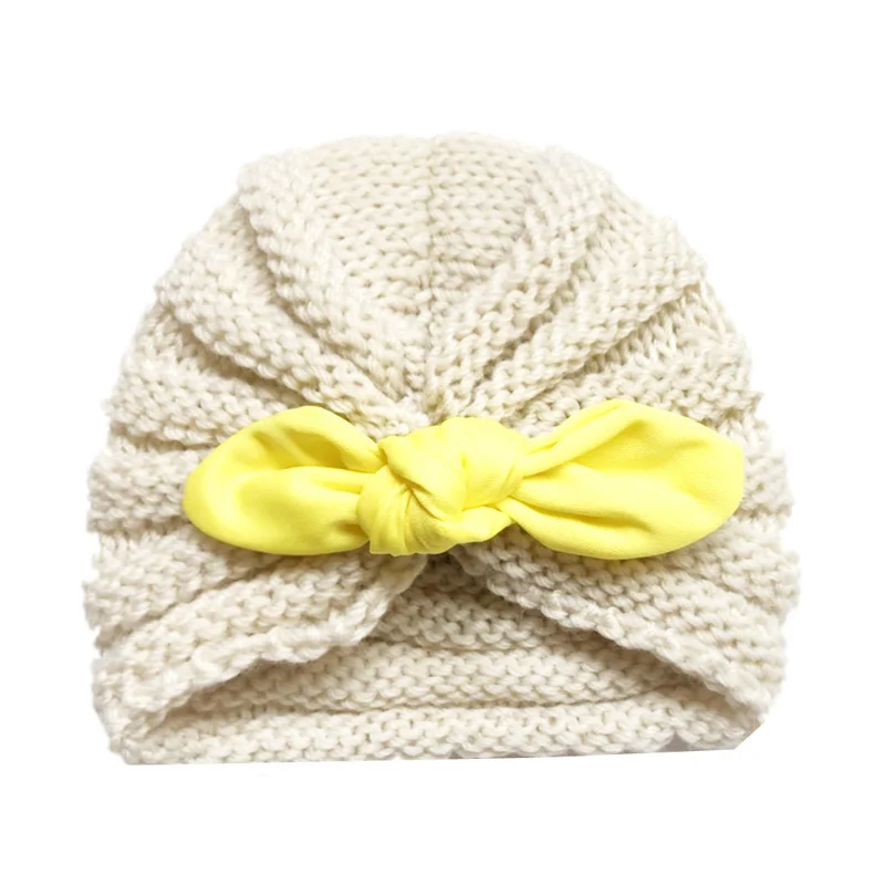 Beige with ears Модная зимняя куртка для маленьких девочек Шапки с жемчугом Карамельный цвет, Вязанная, Beanie Hat baby шапка Fotografia аксессуары 1 предмет - Цвет: Beige with ears
