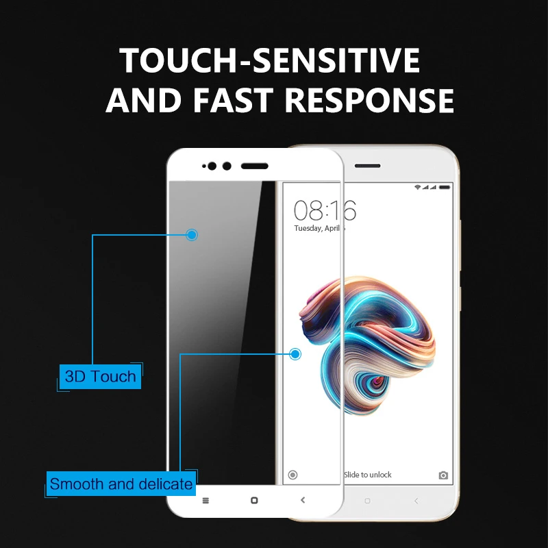 VNSTRIP 2 шт 9H Закаленное стекло пленка для Xiaomi 5X полное покрытие анти шок и против