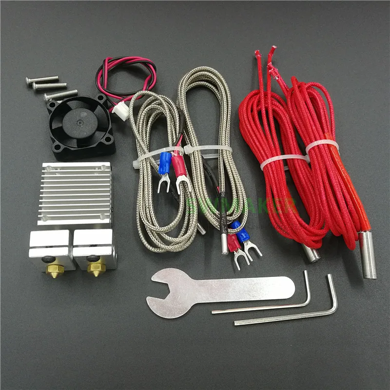 Chimera Plus+ Двойная Экструзионная головка 2 в 2 из V6 hotend комплект с кабелем термопары и обновленная головка раковина для 3D-принтера запчасти
