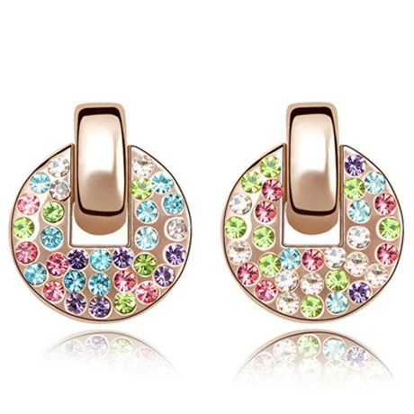 Хит продаж серьги-гвоздики с кристаллами ювелирные изделия цветные из розового