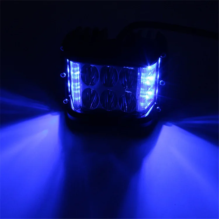 white and blue Krator 2 шт. авто мотоцикл " боковой стрелок Pods комбинированный светодиодный рабочий светильник стробоскоп лампа автомобильная вспомогательная лампа противотуманная фара для внедорожника - Цвет: white and blue