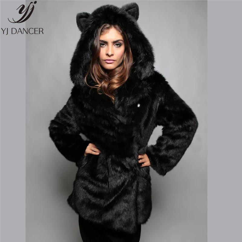winter New warm Plus Size Fashion Women Casual Loose size Warm Plush Ear coat Fur thick Mink Cute Lady's fur Ljj0236 | Женская