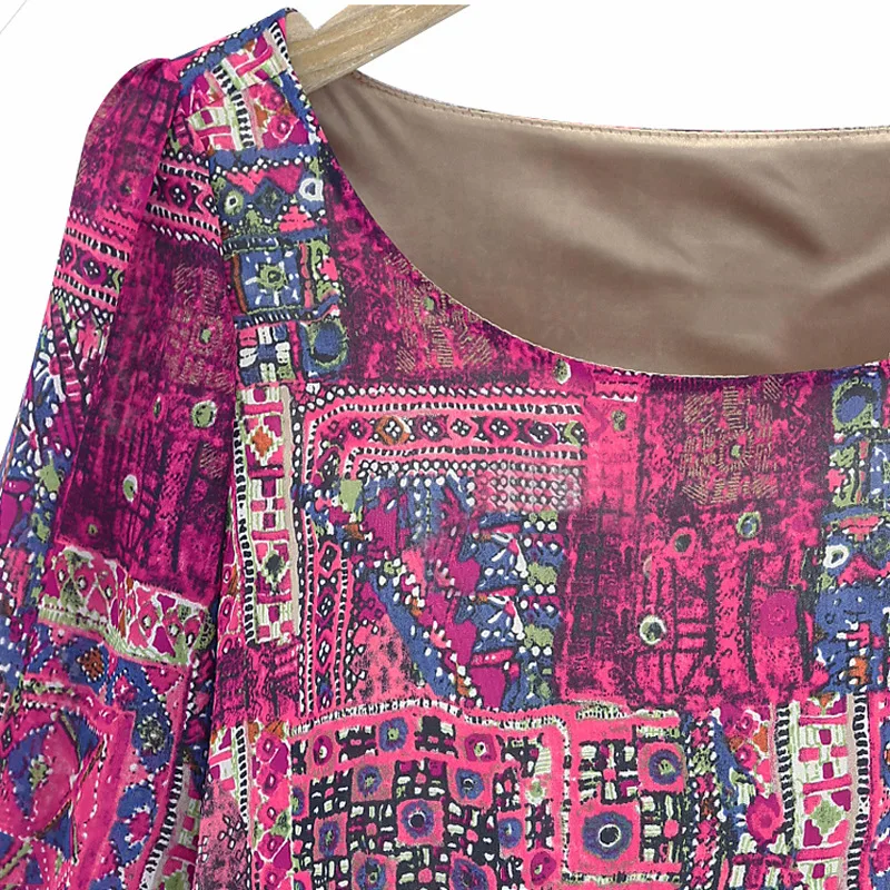 2017 Новая Мода Платье Женщины Лето Элегантный Половины Рукав Шифона Печати О