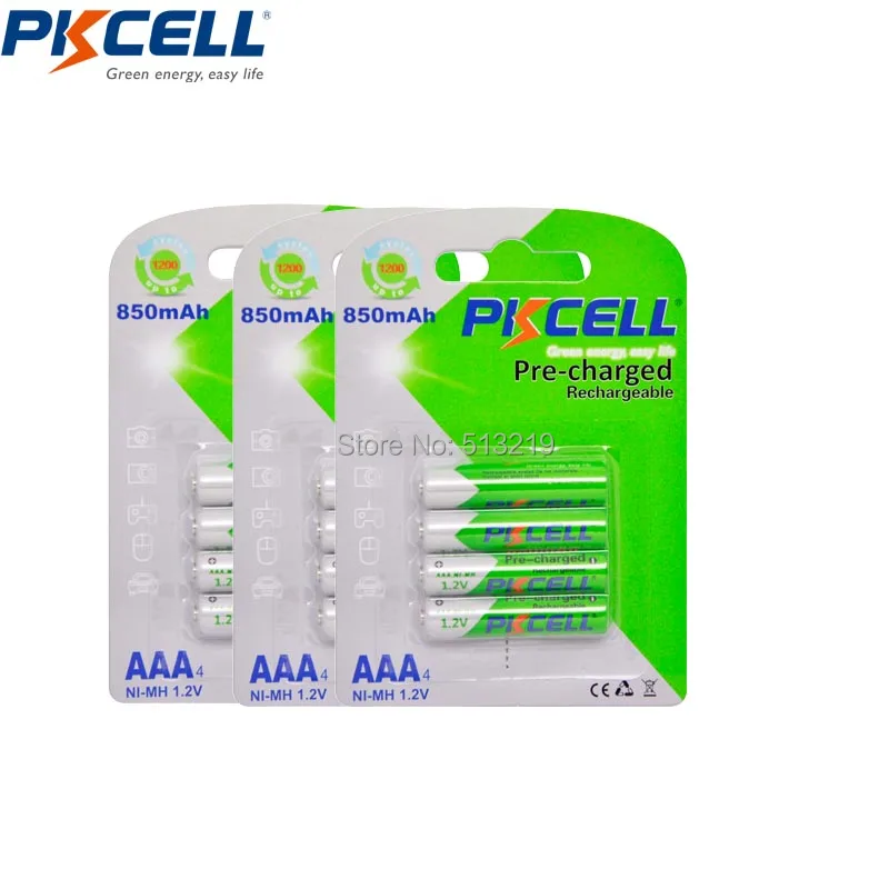 PKCELL 16 шт./4 карты AAA NiMH батарейка 850 мАч 1 2 в Ni-MH аккумуляторная батарея низкая