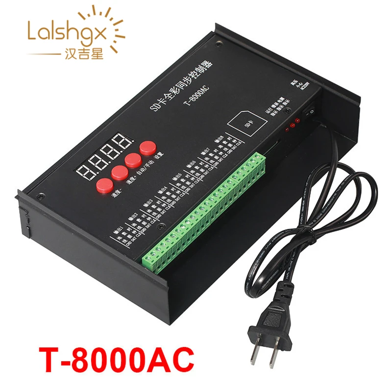 Высокое качество T8000 AC110-240V SD карты пикселей контроллер для WS2801 WS2811 LPD8806 Макс 8192 пикселей