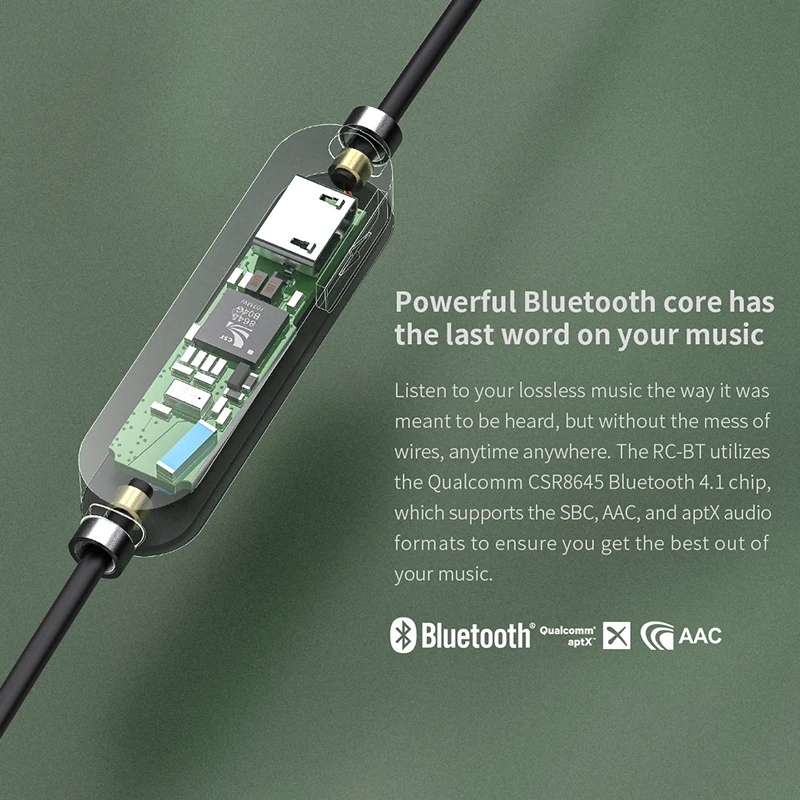 FIIO RC-BT Bluetooth 4 1 беспроводные наушники MMCX кабель поддерживает APTX AAC SBC CSR8645 10h Срок