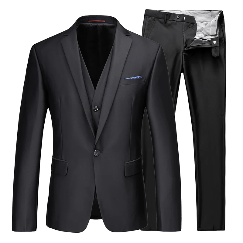 (Спереди + брюки жилет) Высококачественный модный костюм мужской глянцевый