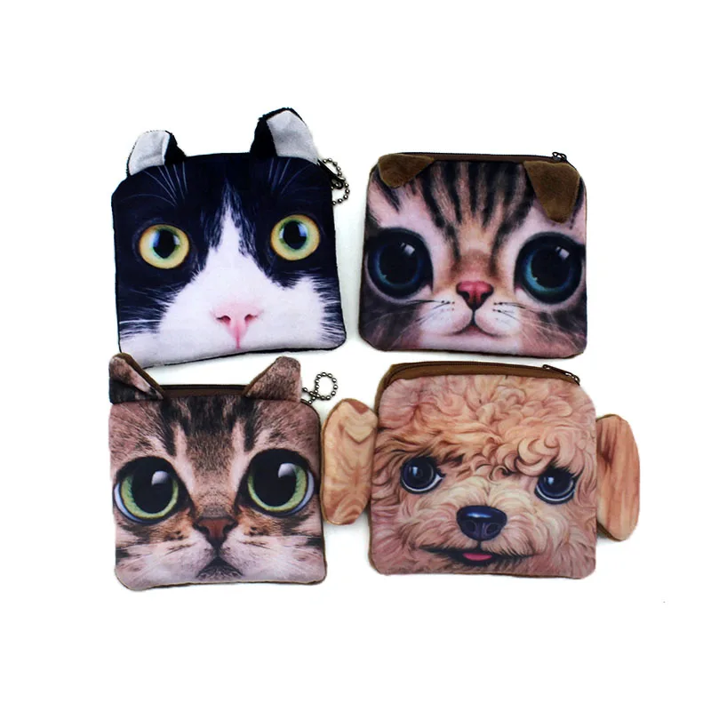 Мини сумка для монет с 3D квадратным принтом животных женская хранения милый