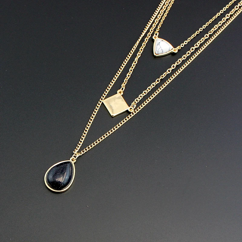 Женское многослойное ожерелье TOUCHEART длинное с черным камнем винтажное ювелирное