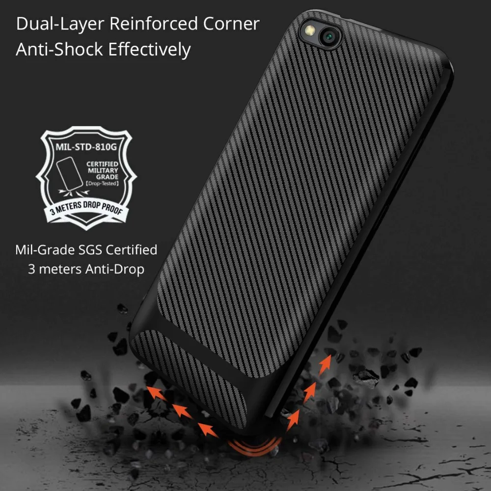 MAKAVO для Xiaomi Redmi Go чехол из углеродного волокна Мягкий силиконовый гибкий чехлы