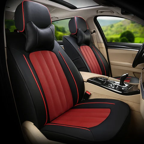 black x red CARTAILOR автокресла для Nissan Qashqai Чехлы для автомобильных сидений укладки теплые и искусственный кожаный чехол подушки для сидений черный - Название цвета: black x red