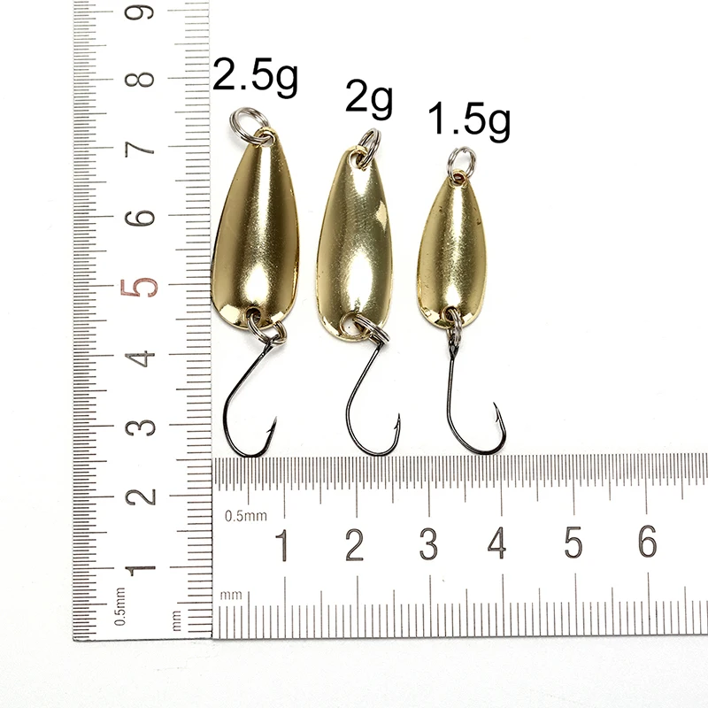 

1.5g/2g/2.5g Wide Fishing Spoon Lure Trout Spoons Wobblers Metal Lures Hard Bait Gold Sliver