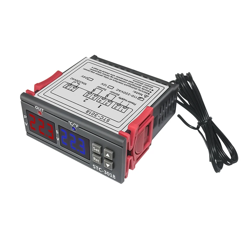 STC-3018 AC 220V 12V 24V C/F цифровой двойной термометр регулятор температуры термостат инкубатор терморегулятор