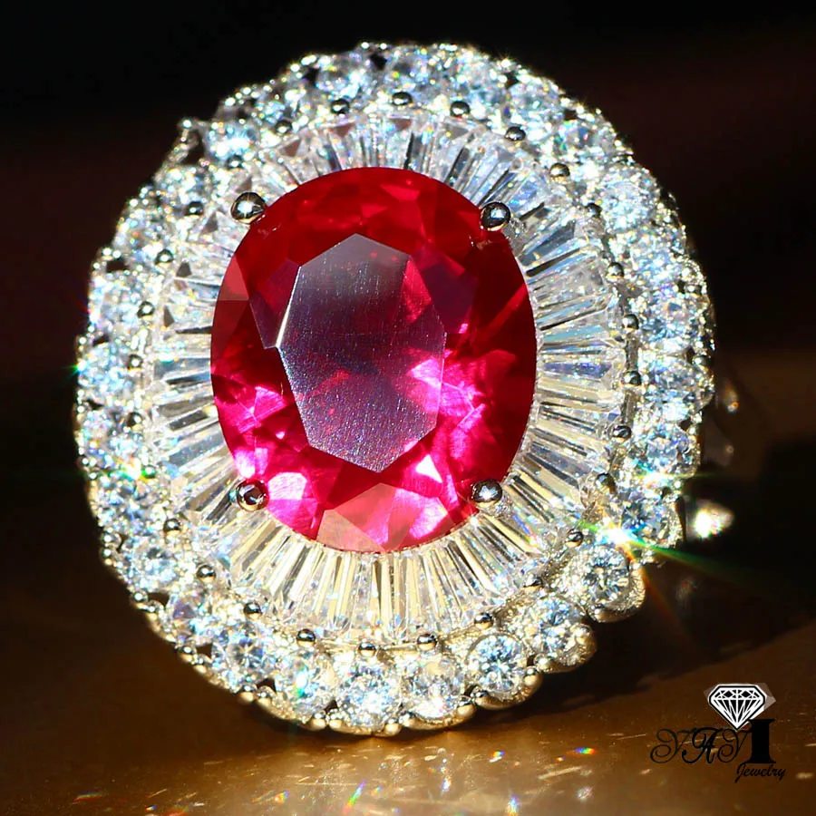 Яйи Модные женские ювелирные изделия кольцо 5.5CT Красный Циркон CZ цвета: