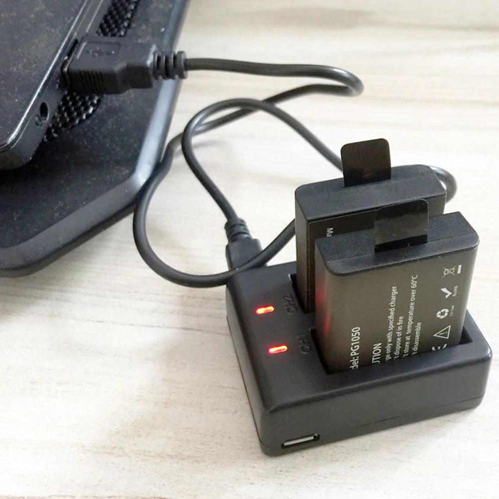 3 шт. PG1050 батареи + двойное зарядное устройство для SJCAM sj4000 Sj5000 7000 EKEN H9 H9R H3 H3R H8PRO Soocoo