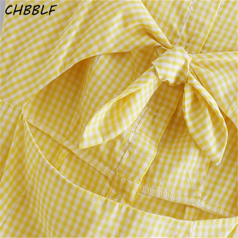 Chbblf сзади бант платье без рукавов с низким вырезом на спине тонкими лямками