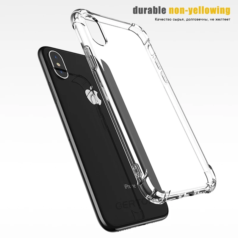 Роскошный противоударный прозрачный чехол GerTong для iPhone X 7 8 Plus 6 6s 10 5 SE силиконовый