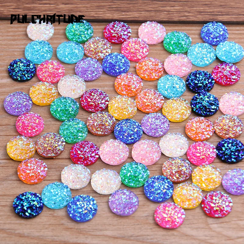 New Fashion 40pcs 12mm Mix Colors Natural Ore Style Flat Back Resin Cabochons For Bracelet Earrings Accessories