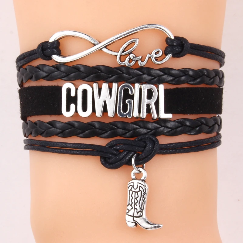 Бесконечность любовь ковбойские браслеты ботинки Очарование Воск кожа ручной