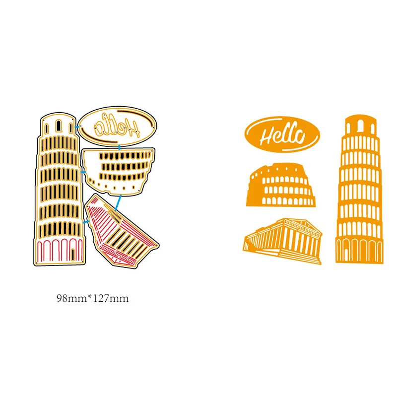 

AZSG The Leaning Tower of Pisa Cutting Dies For DIY Scrapbooking Card Making Decorative Metal Die Cutter Decoration