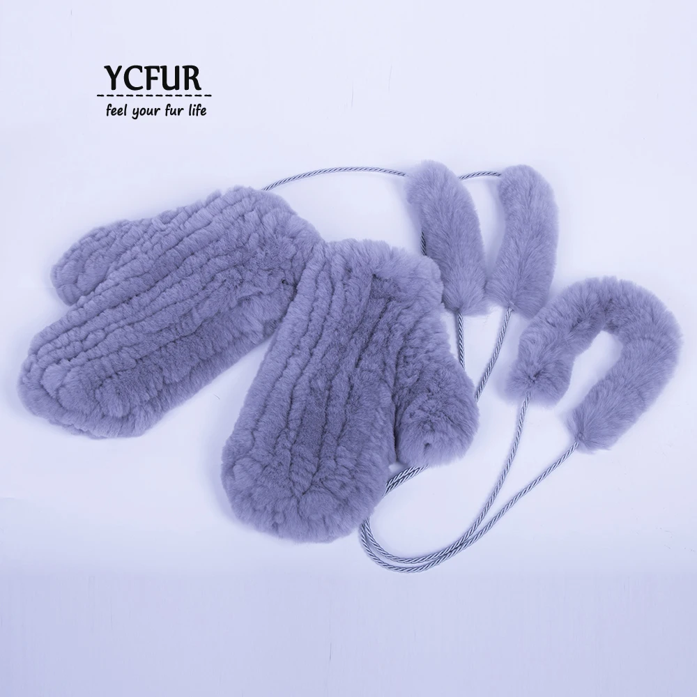 

YCFUR Women Gloves Mittens Winter Knit Rex Rabbit Fur Gloves for Women Super Elastic Soft Warm Driving Glove Girls