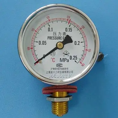 

Shanghai Yichuan Ling on medical pressure meter two scales of 0-0.25MPa, 0-138 C three Shanghai sterilizer fittings