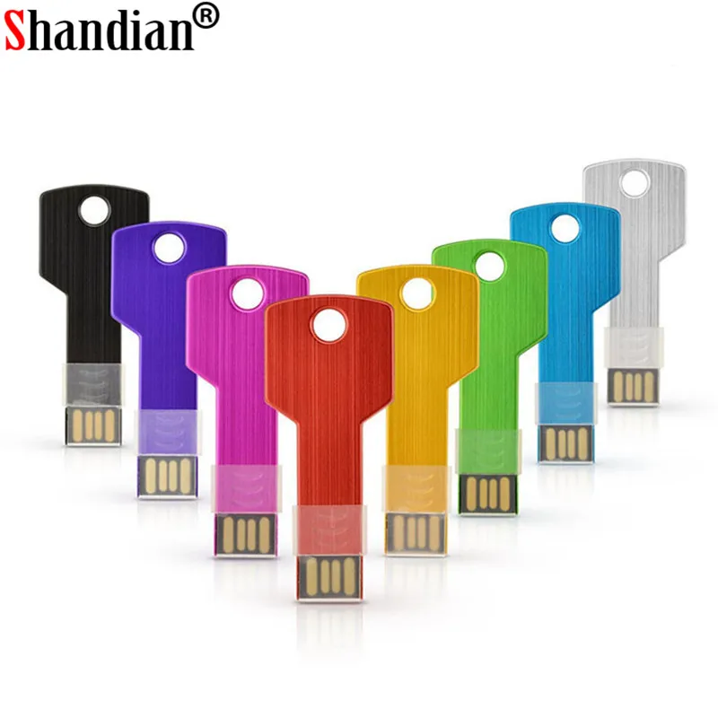 SHANDIAN, Пользовательский логотип, USB флеш-накопитель, 4 ГБ, 8 ГБ, 16 ГБ, 32 ГБ, металлический накопитель, флешка, карта памяти, форма ключа