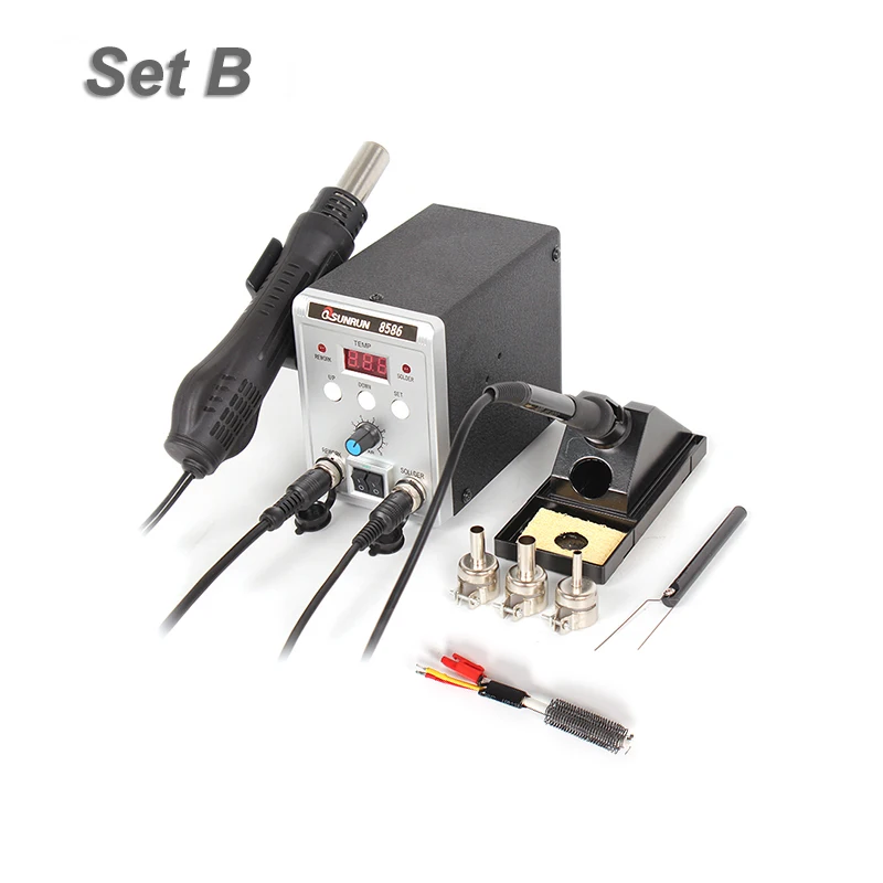 2-в-1 8586 SMD паяльная станция, цифровой Дисплей 8586D BGA паяльная станция горячего воздуха пистолет+ Электрический паяльник