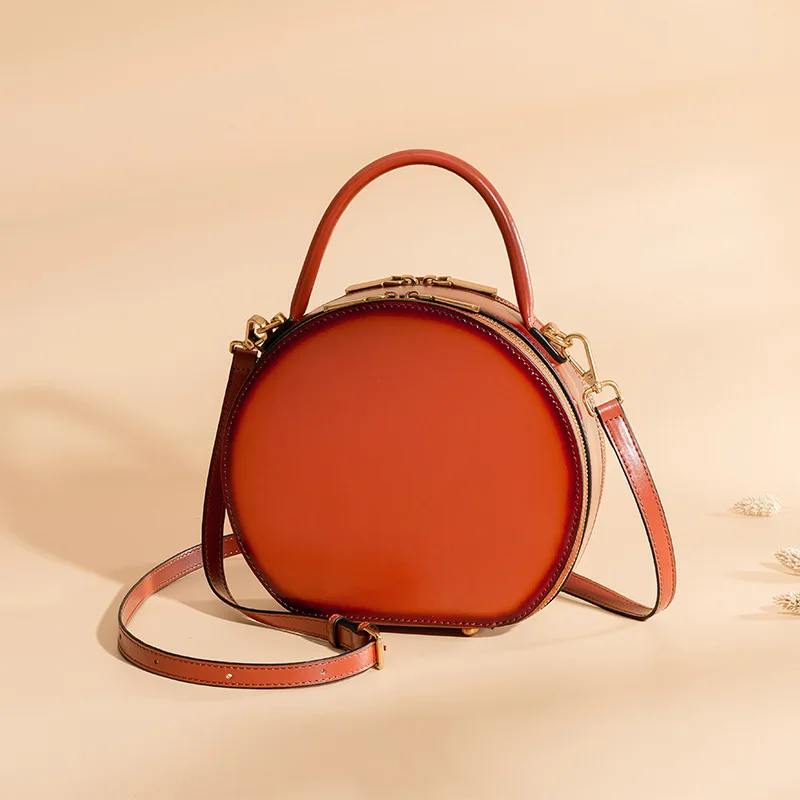 

Hot Circular Bags split leather shoulder bag Independent designer brand ladies cross shoulder bag circle bag free shipping