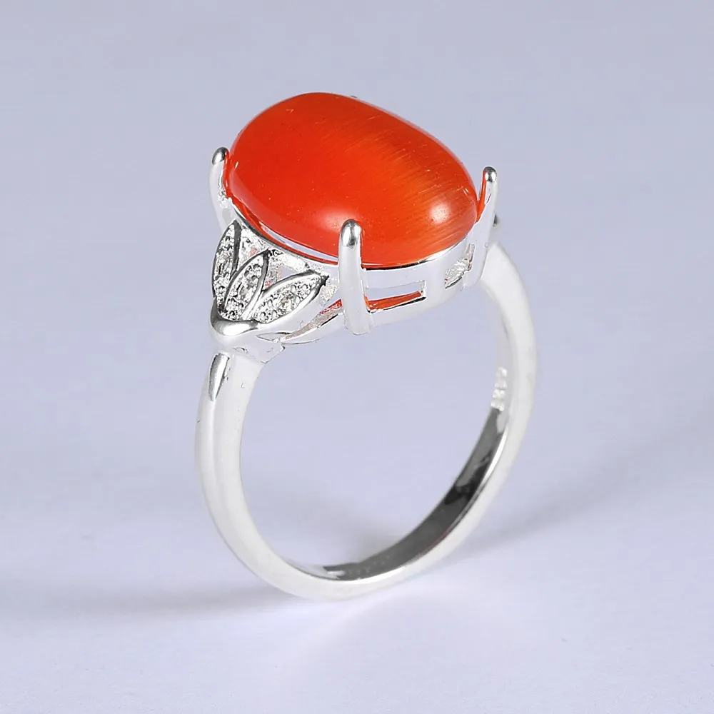 CHENGEN Charming personality clover red opal lady ring Exquisite women's ornaments Wedding party present | Украшения и