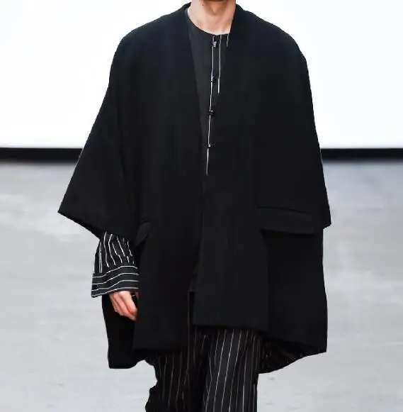 

Мужское свободное классическое шерстяное кимоно, весна-осень 2020