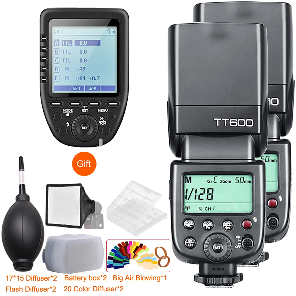 Беспроводная вспышка Godox 2x TT600 2 4G GN60 Master/Slave Вспышка Speedlite с триггером Xpro для Canon Nikon