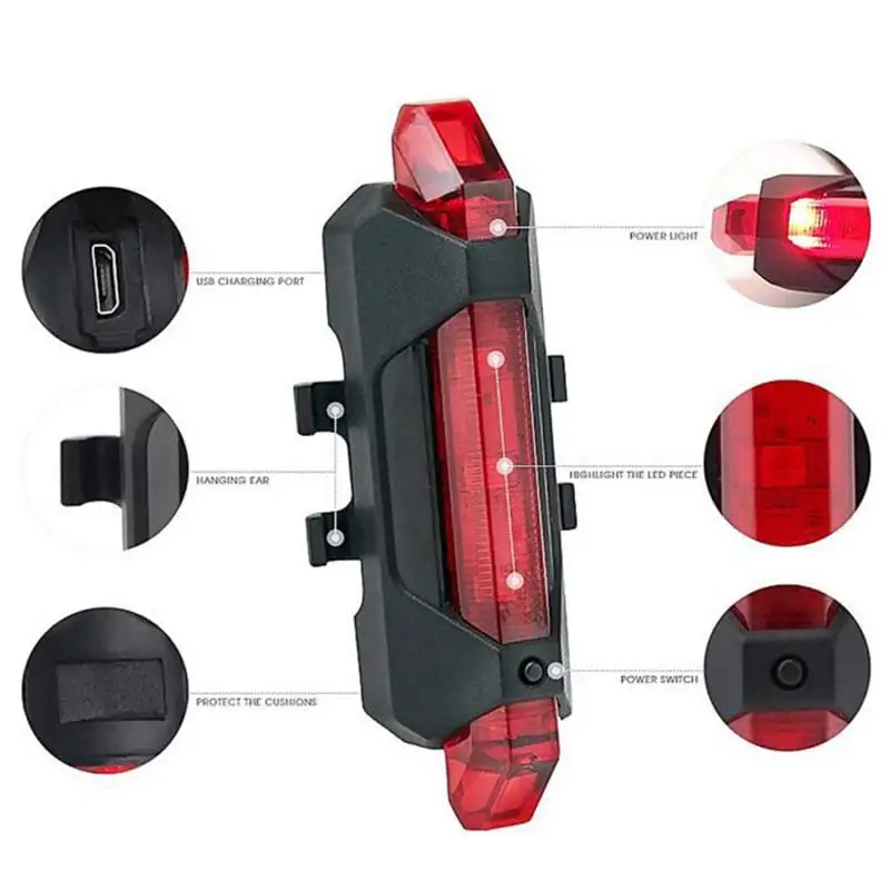 Shark Tiger Bicycle Taillight Security Waterproof USB Lamp Cycling Highlight Mountain Bike Riding Lights | Спорт и развлечения