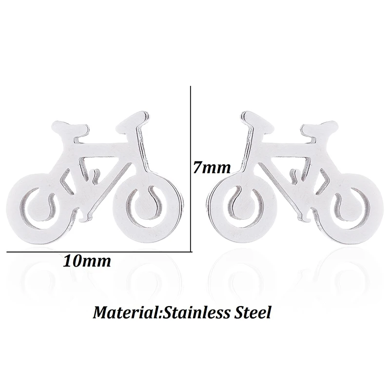 Yiustar Simple Elegant Cute Charming Sweet Bike Earrings Graceful Stainless Steel Studs Ear For Women Girls Decoration Jewelry | Украшения