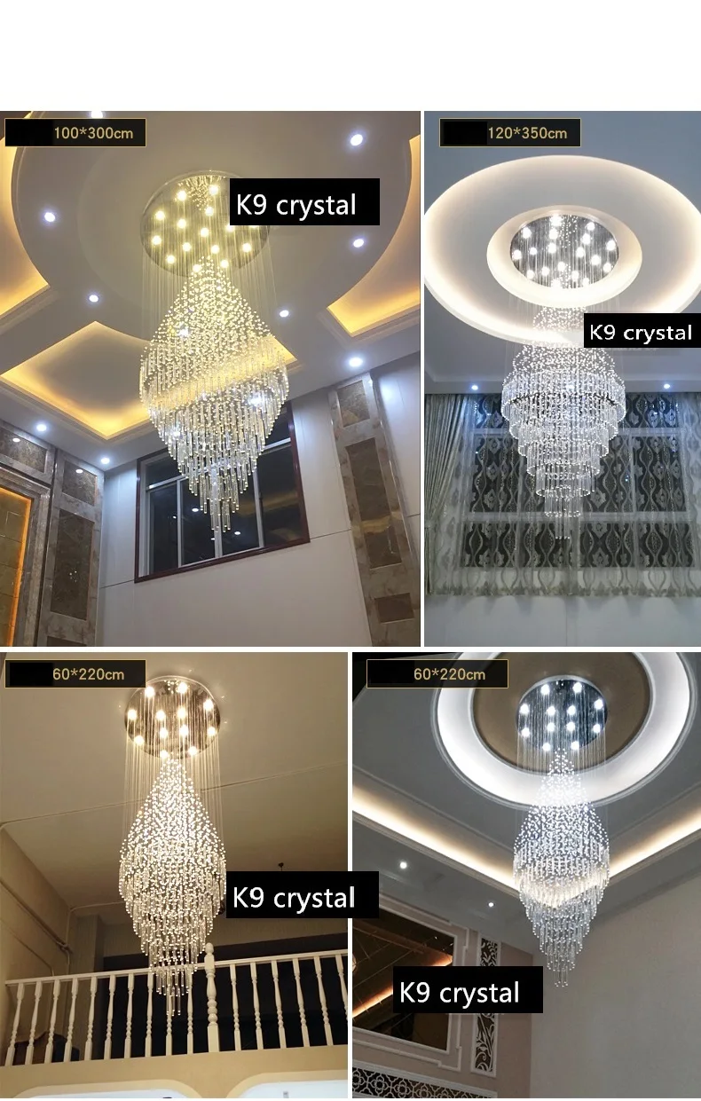 Кристалл светодиодный в ожидании светильники дуплекс Luxur вилла подвесные лампы и настольные ламы де Techo Colgante Moderna мода лестница блеск