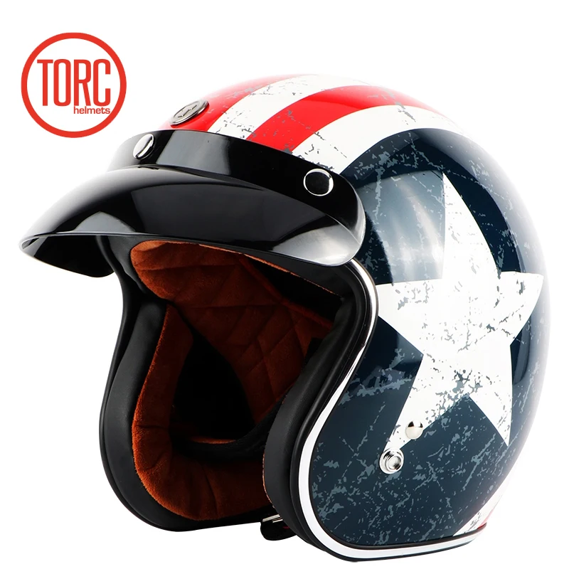 Винтажный мотоциклетный шлем TORC T50 с открытым лицом утвержденный в горошек