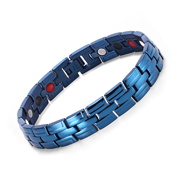 bracelet 086BL Исцеление Магнитный браслет Мужчины/Женщины 316L нержавеющая сталь 3 здоровье уход Ele мужчины ts(магнитный, ель, германий) золотой браслет ручной цепи - Окраска металла: bracelet 086BL