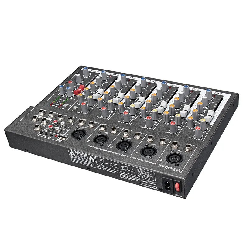 48 В Мини Профессиональный USB микшерный пульт 7 каналов Live Studio аудио микшер KTV сетевой якорь Звуковая карта Звуковой консольный микшер