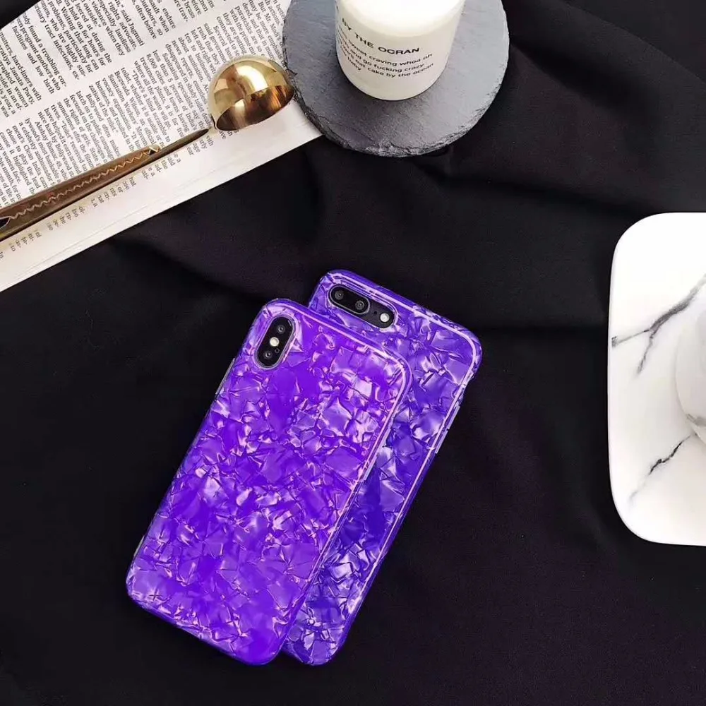Ayeena 2018 New Purple IMD Conch Shell Phone Case for IPhone 6 6s 6plus 7/7plus Sweet Anti-knock Soft Cover For iPhone 8 8plus X |