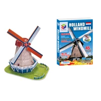 45pcs 3d puzzles holland windmill builing model learning educational toy for kids 3d dimensional jigsaw toys for christmas gift