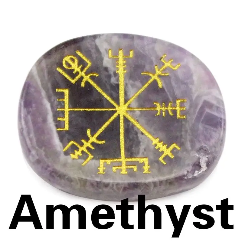 Amethyst Овальной формы, натуральный с украшением в виде кристаллов, Резной орнамент на вегвизир mark символ викингов женская изящная обувь на плоской подошве опал Лазурит Камень «reiki» - Цвет: Amethyst